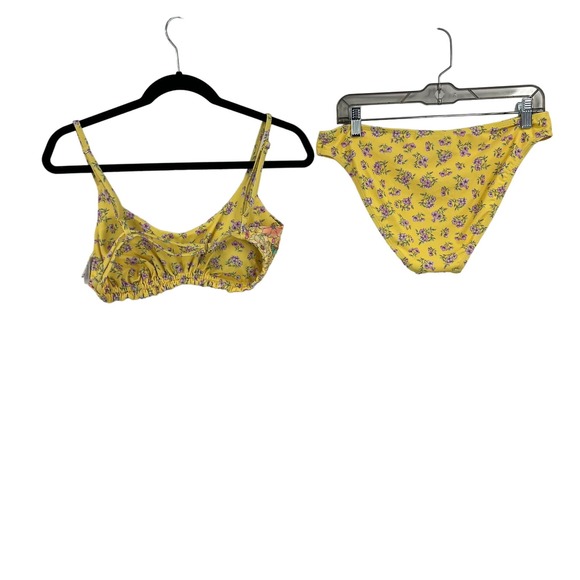 California Sunshine Yellow Daisy Floral Bikini Reversible Bikini NEW Women XL - Picture 2 of 10